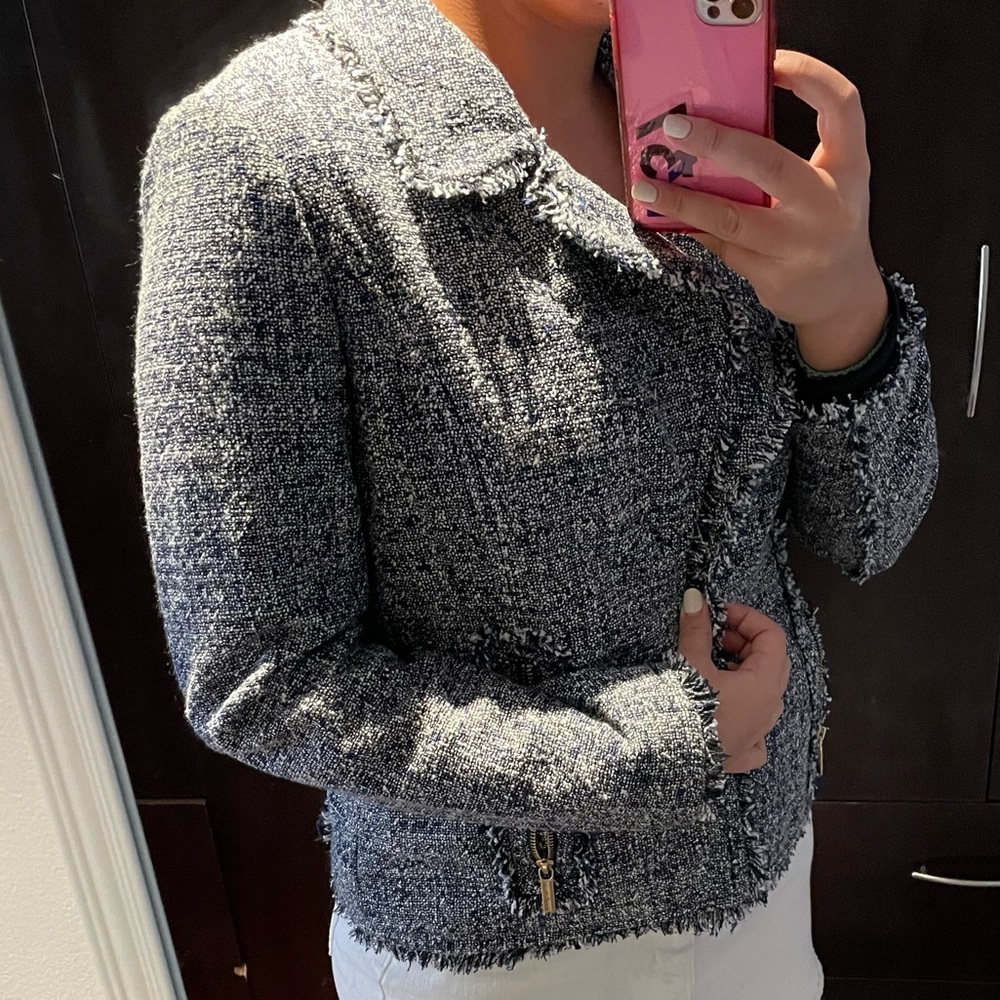 NWT Michael Kors tweed trendy jacket blue size 10